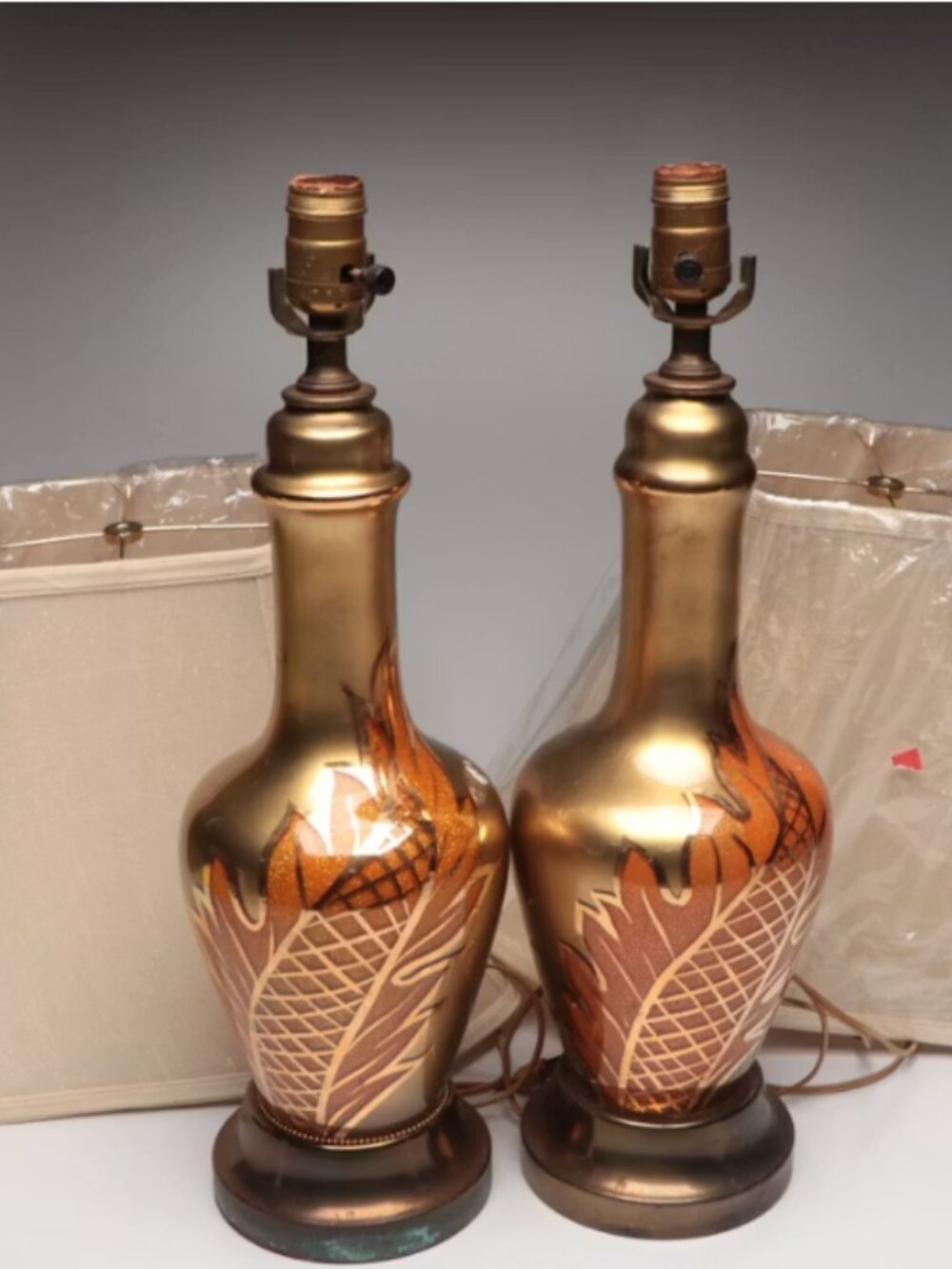 Czech Glass Urn Table Lamps